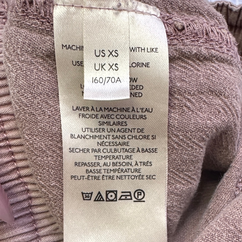 Free People Dusty Rose Linen Cargo Pants XS | Washed Utility Drawstring Waist - Picture 7 of 10